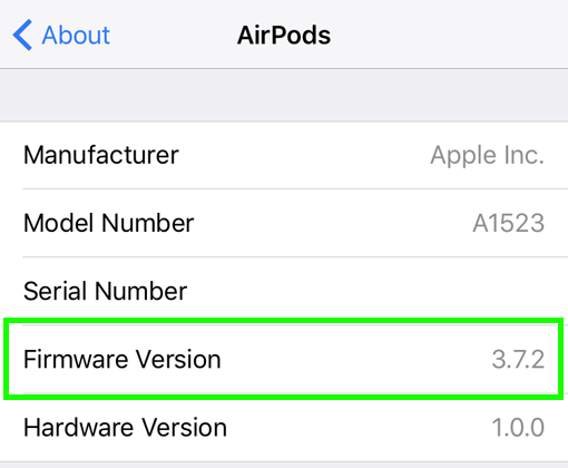 AirPods firmware status AirPods firmware status