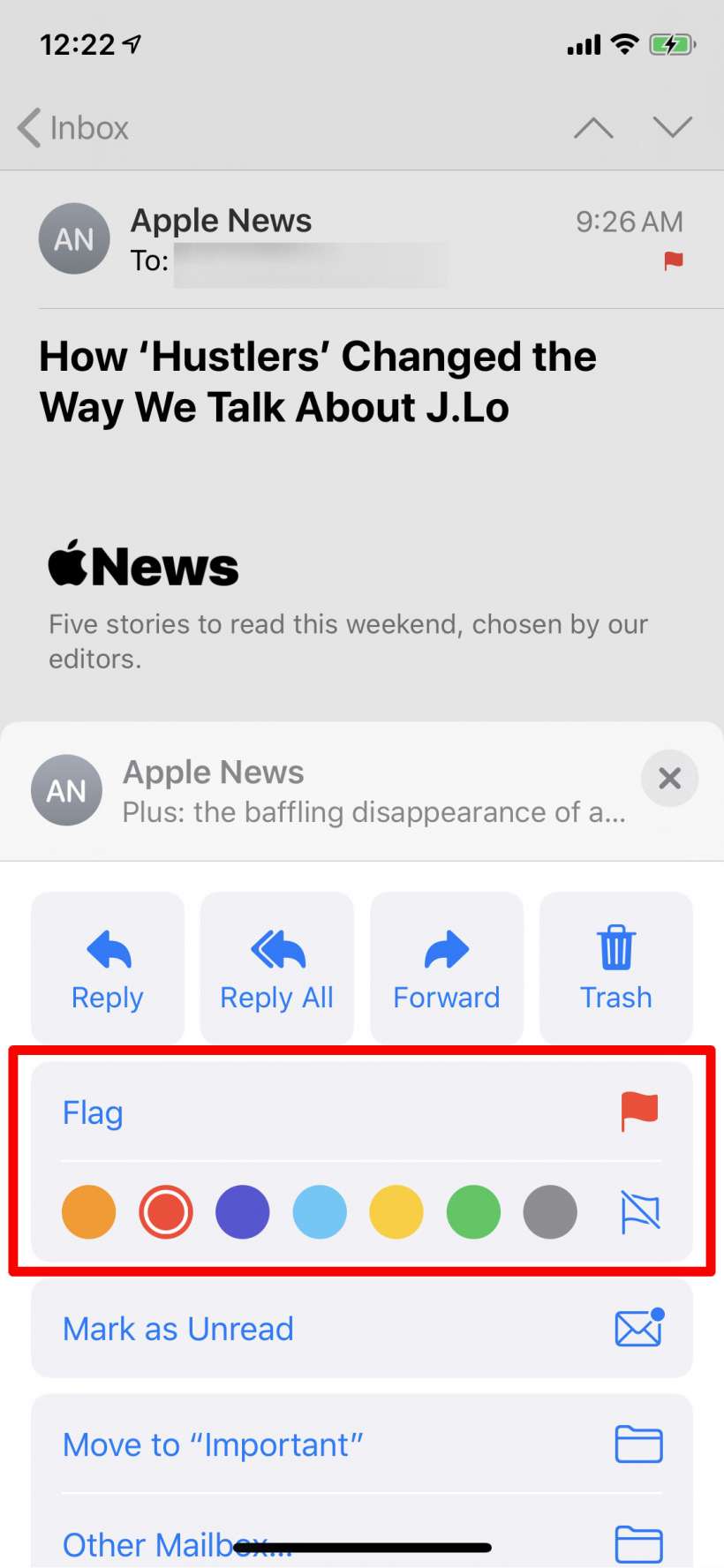 How to flag emails with different color flags on iPhone and iPad.