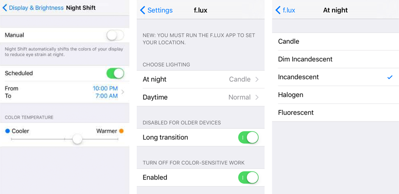 f.lux vs Night Shift f.lux vs Night Shift