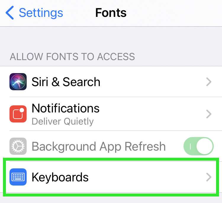 Grant access to keyboard app 1