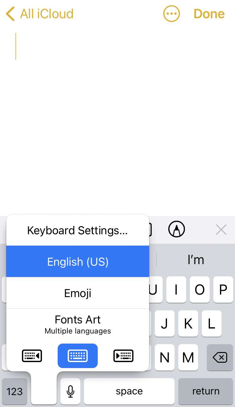 Font keyboard