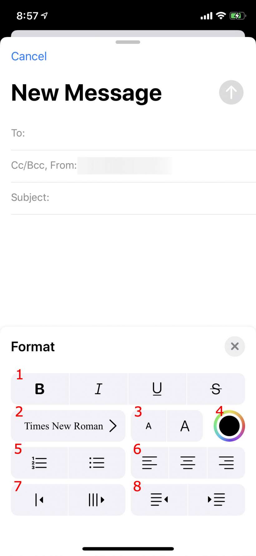 How to use bullet lists in email on iPhone and iPad.