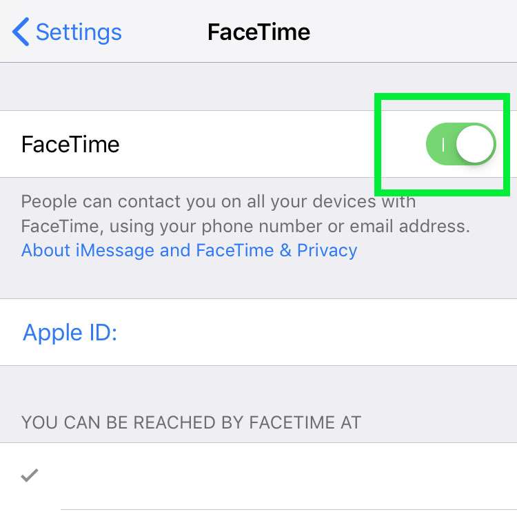 FaceTime global device toggle iPhone