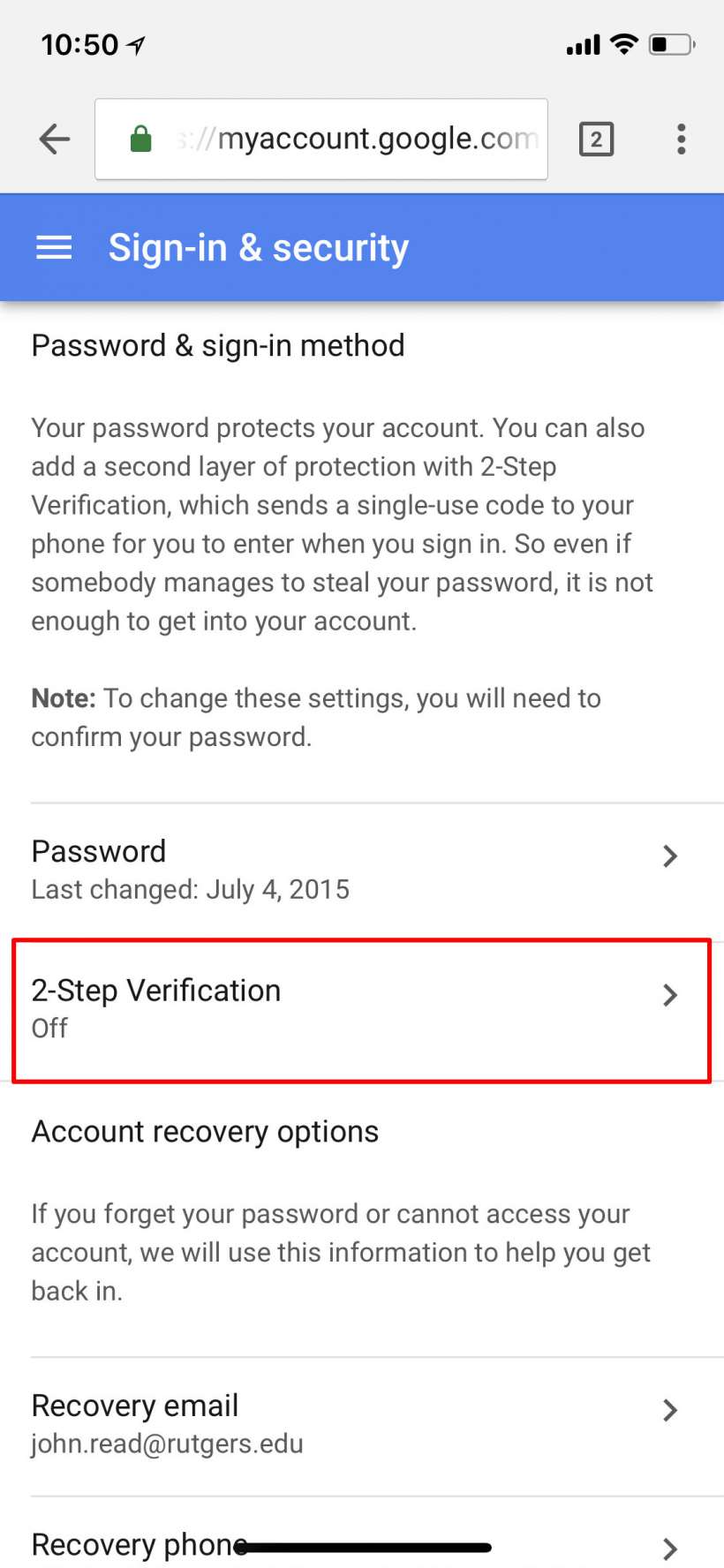 How to turn on two step verification for your Google account on iPhone and iPad.