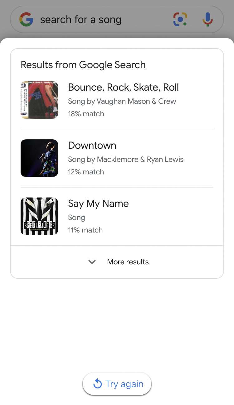 Google music results Google music results