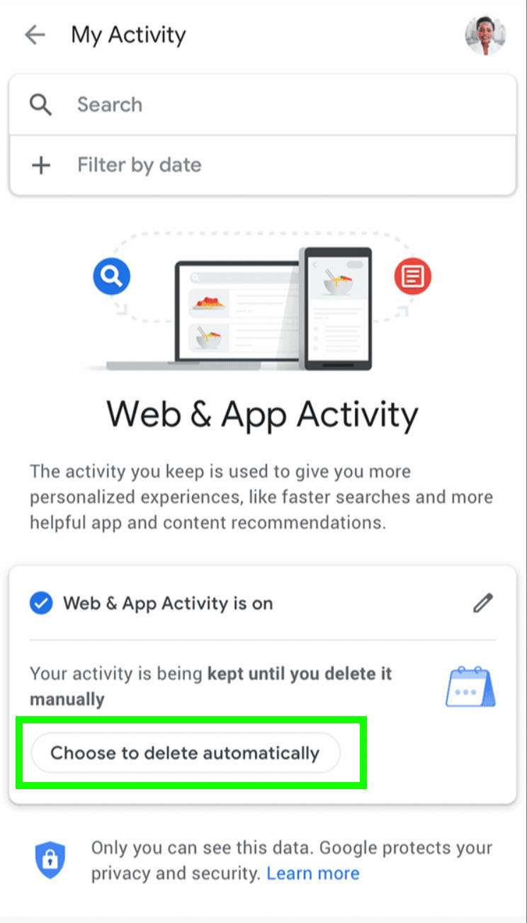 Google Activity history privacy data 1