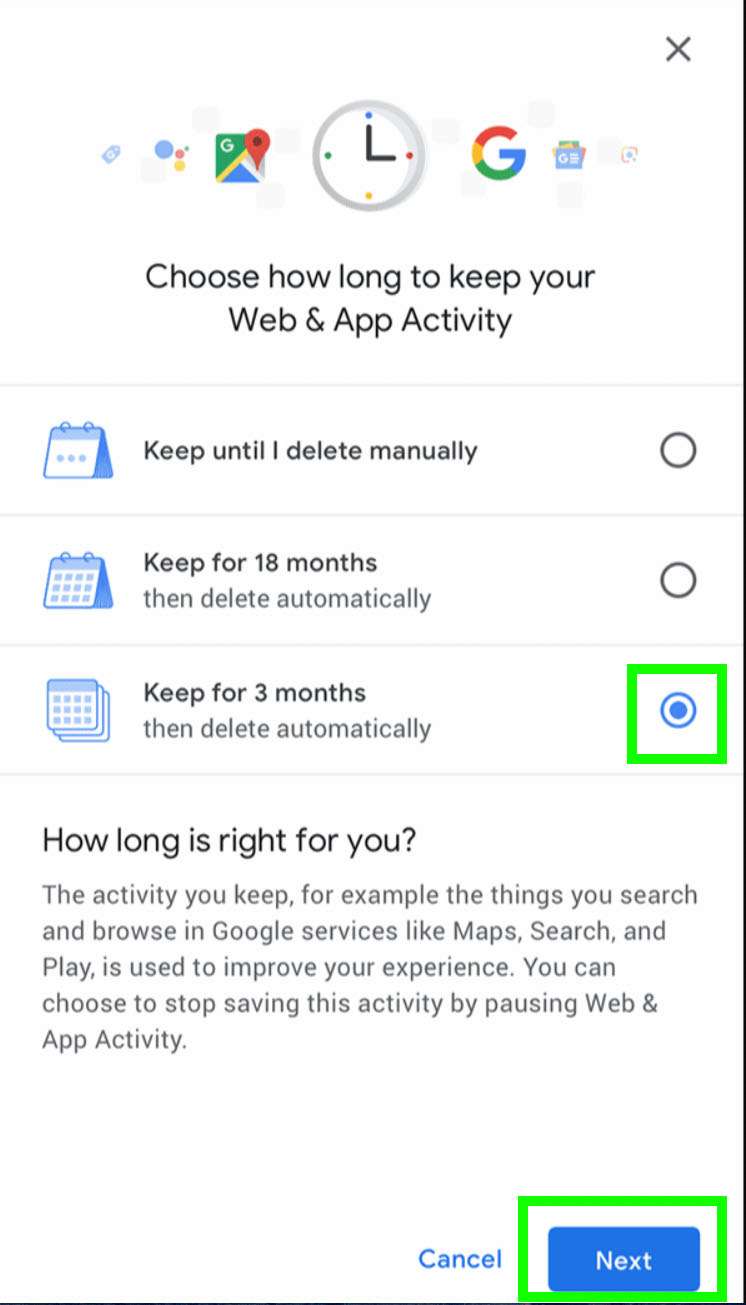 Google Activity history privacy data 2