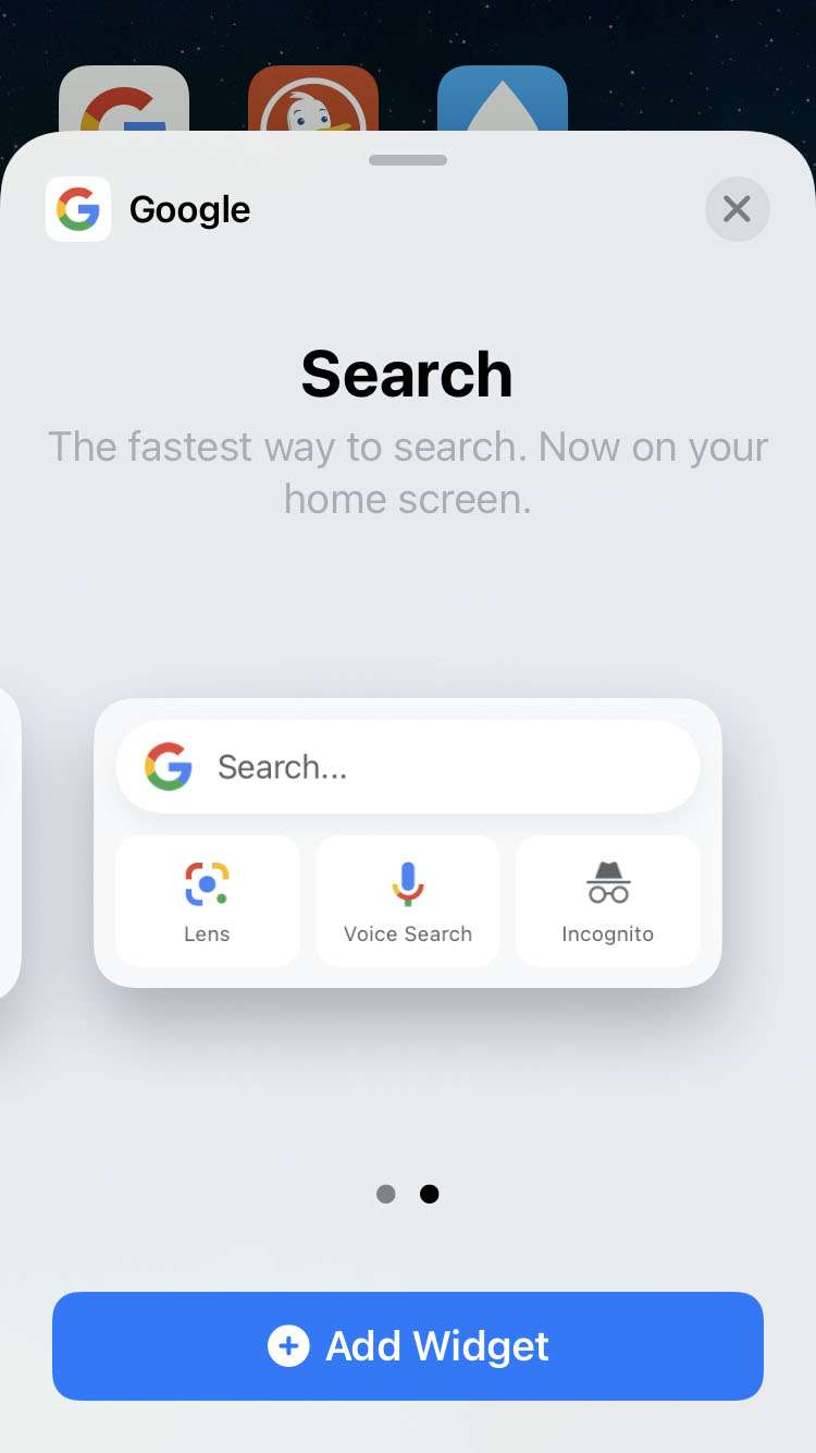 Google iOS search widget 2