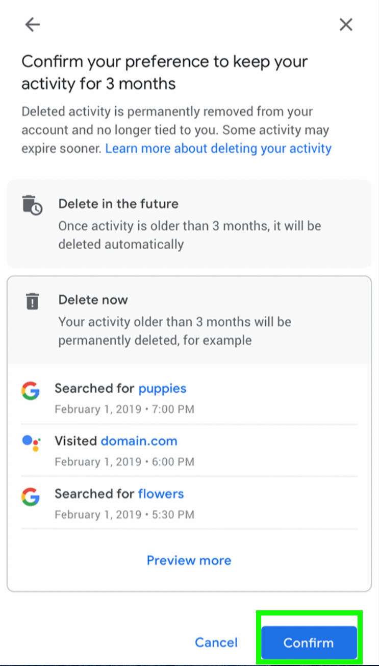 Google Activity history privacy data 3