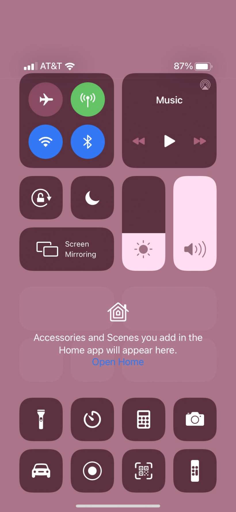 Add Accessories or Scenes Home App Control Center