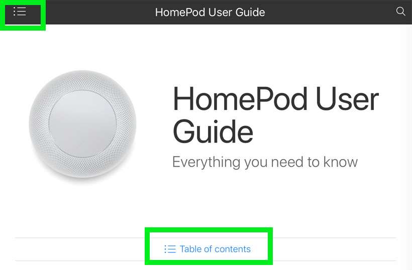 HomePod User Guide contents HomePod User Guide contents