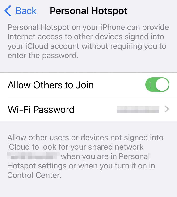 iPhone Personal Hotspot