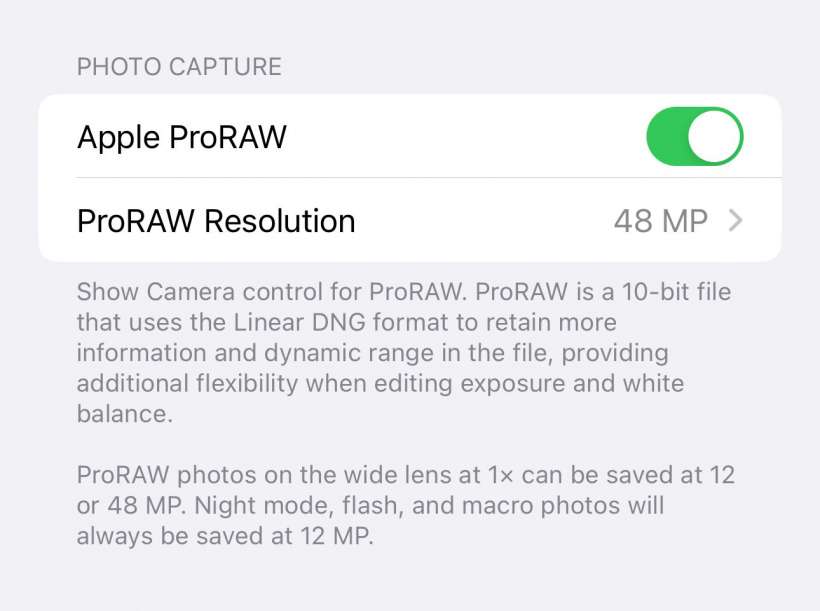 Apple ProRAW 48MP capture iPhone 14 Pro Apple ProRAW 48MP capture iPhone 14 Pro