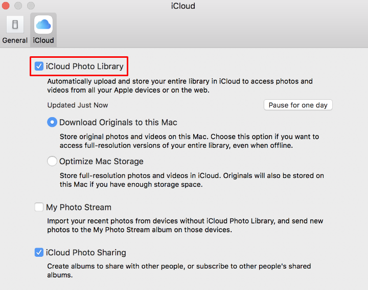 How to activate iCloud Photo Library on Mac.