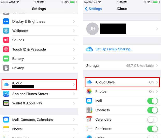 How to enable the iCloud Drive app.