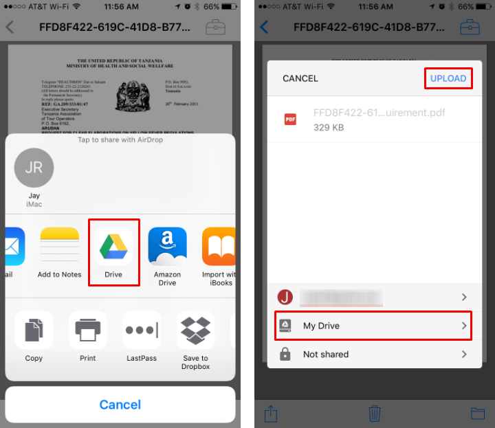 How to directly transfer a file from iCloud Drive to Google Drive on iPhone or iPad.
