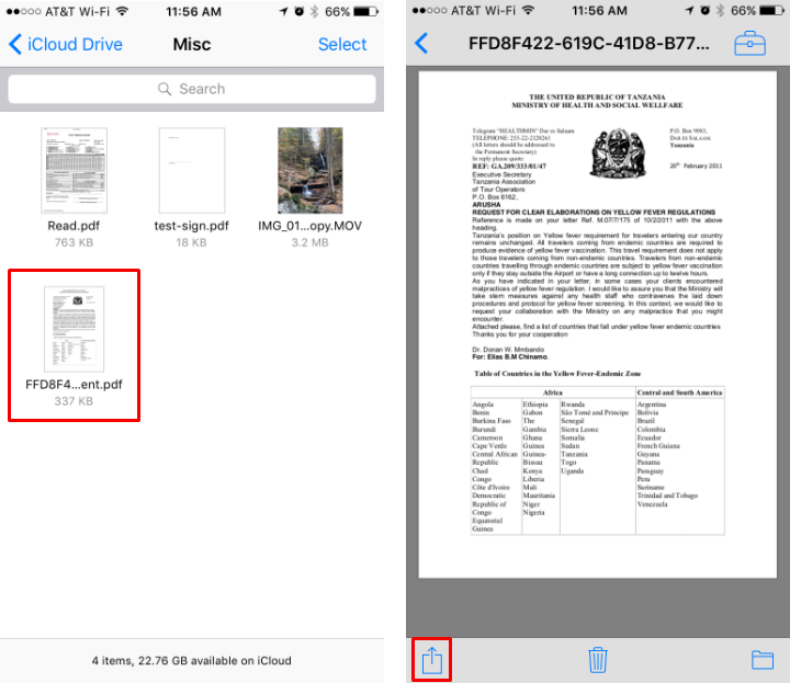 How to transfer a file from iCloud Drive directly to Dropbox on iPhone and iPad.