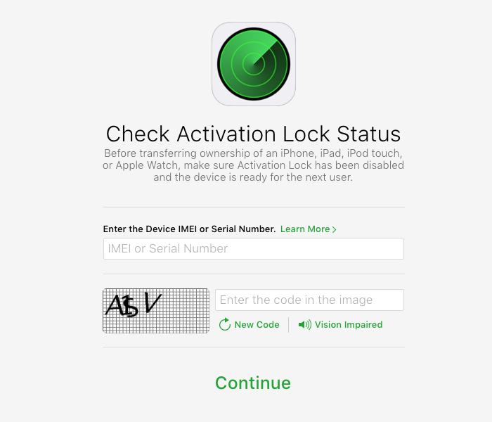 iCloud Activation Lock status iOS