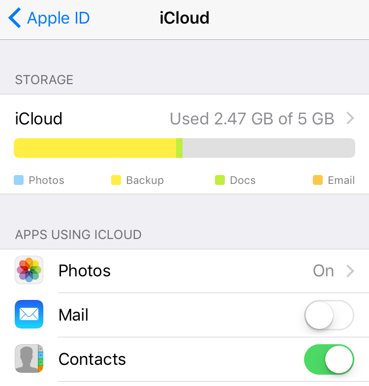 iCloud Settings