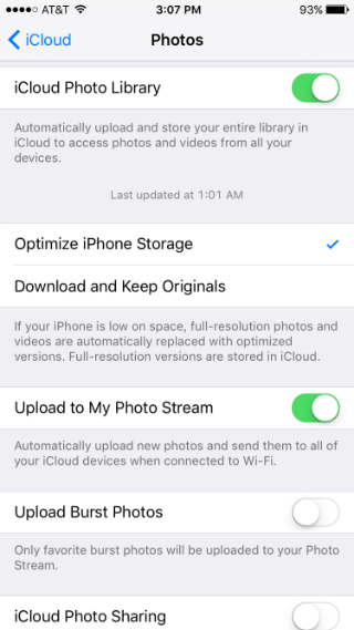 Managing iCloud storage on iPhone.