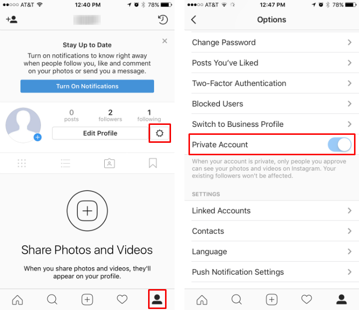 How to make your Instagram account private.
