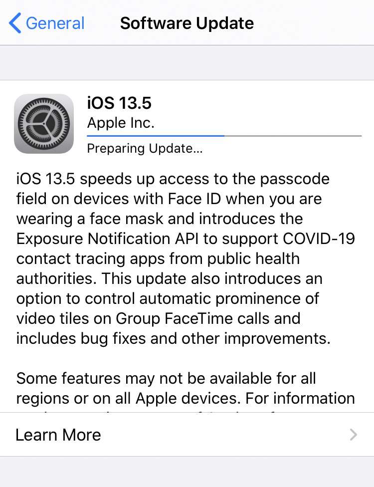 OTA update iOS 13.5