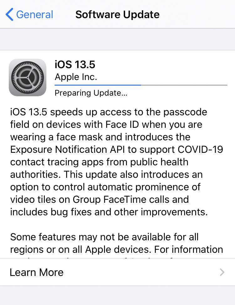 OTA update iOS 13.5 OTA update iOS 13.5