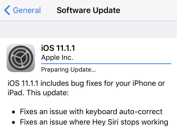 iOS 11.1.1 update