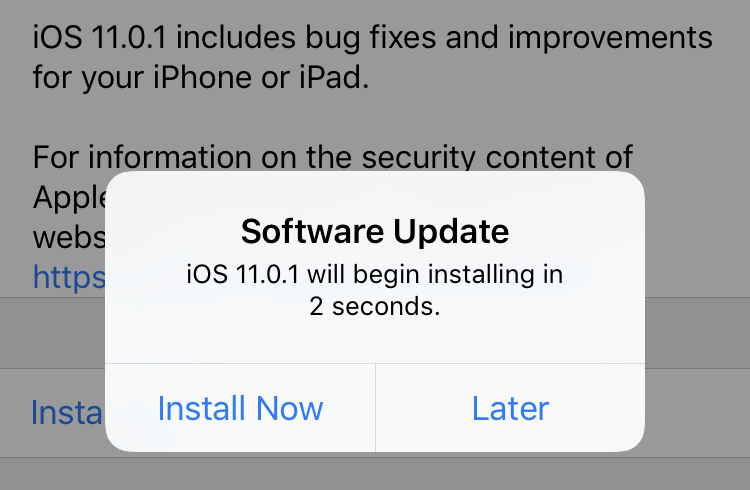 iOS 11.0.1 OTA update
