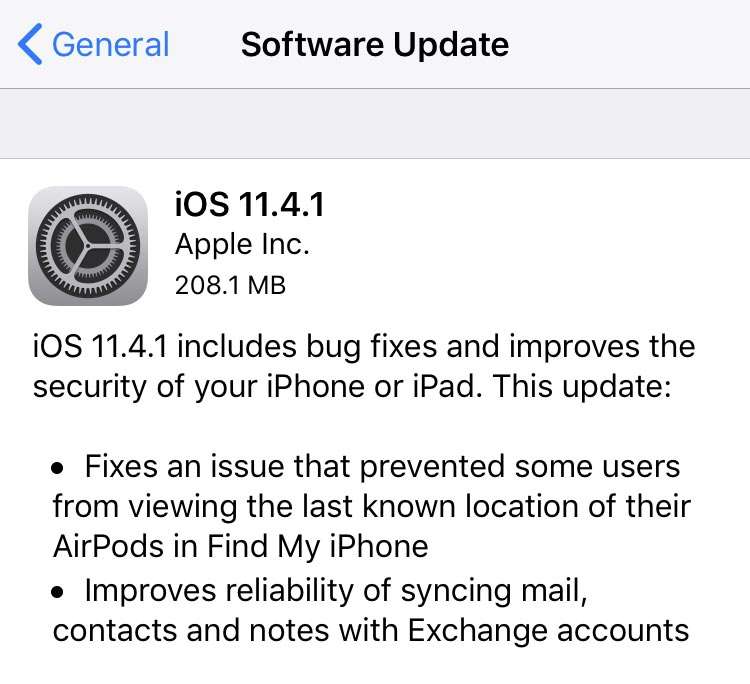 iOS 11.4.1 update