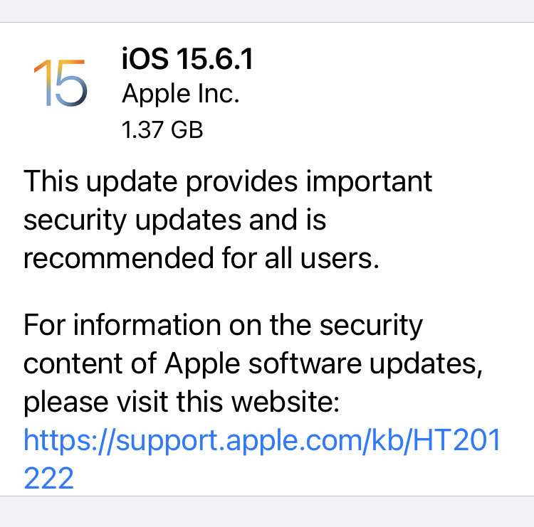 iOS 15.6.1 security