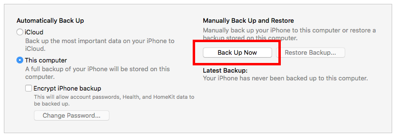 iTunes run local iOS backup iTunes run local iOS backup