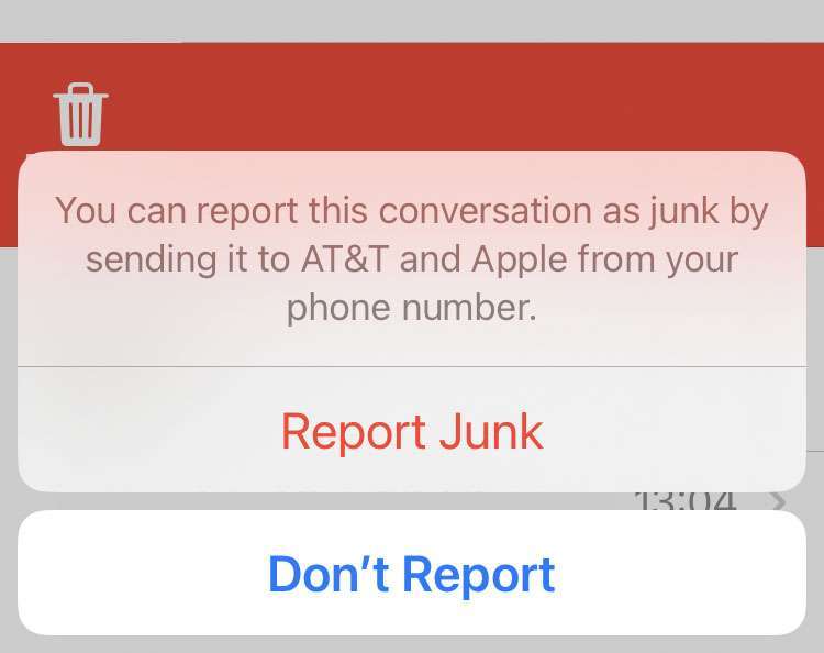 Messages report junk