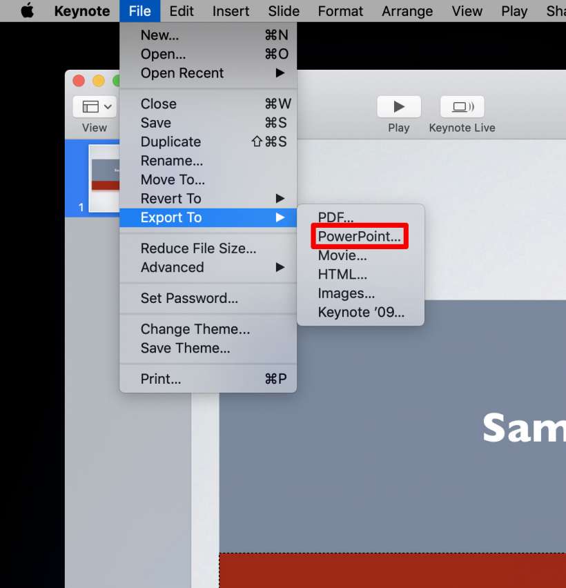 How to convert Keynote files to PowerPoint on iPhone, iPad and Mac.