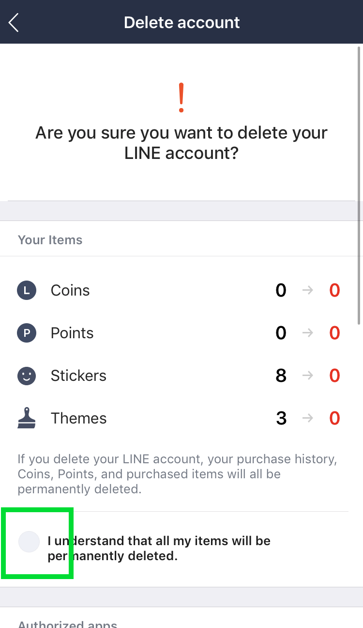 Delete LINE account 6 Delete LINE account 6