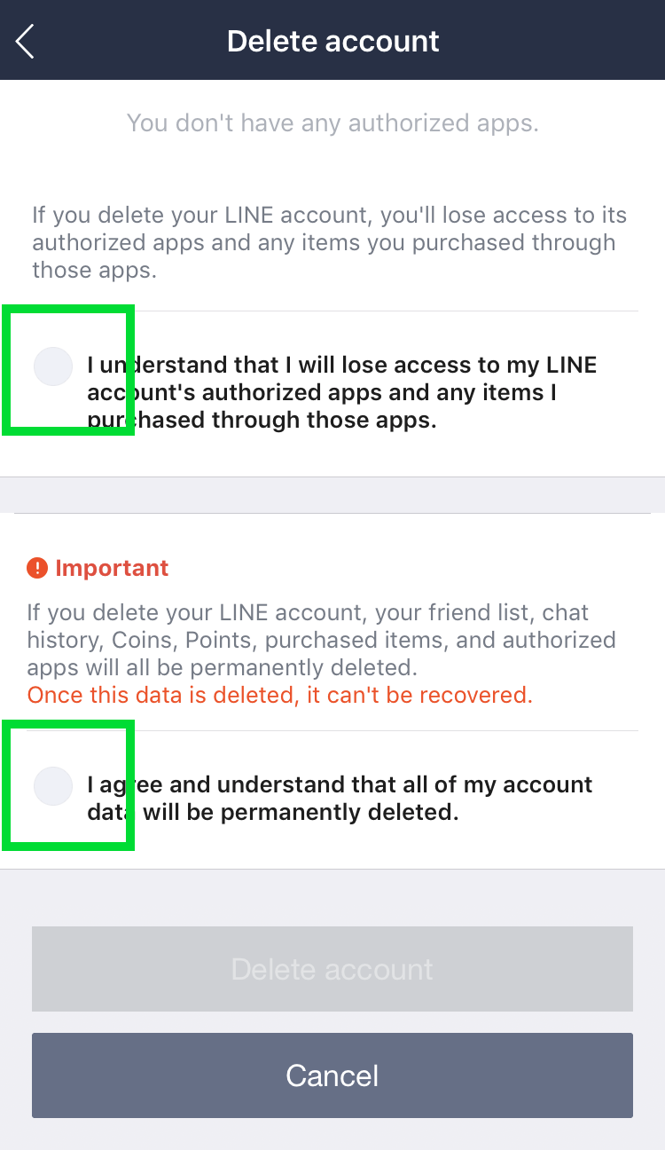 Delete LINE account 7 Delete LINE account 7