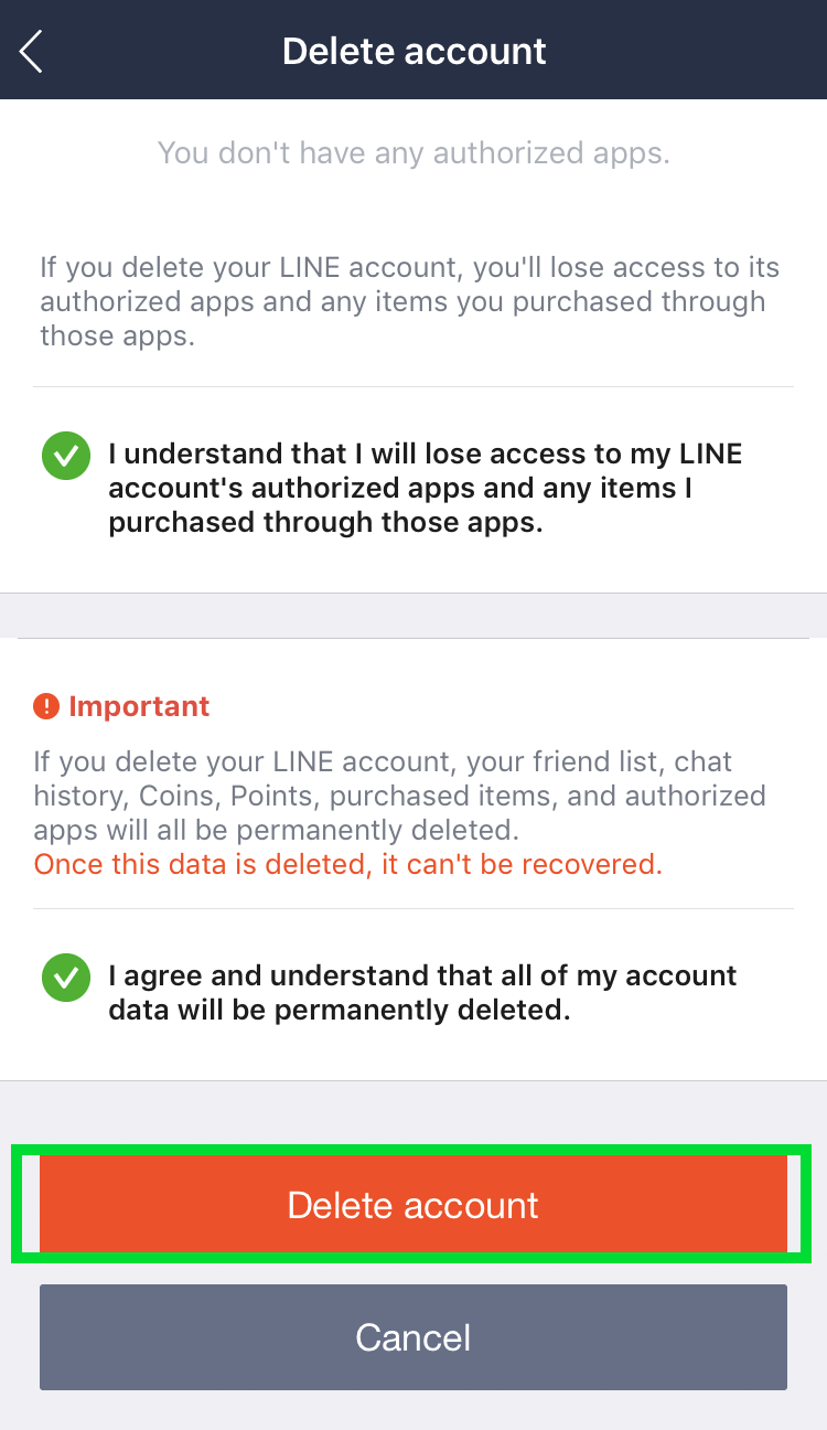 Delete LINE account 8 Delete LINE account 8
