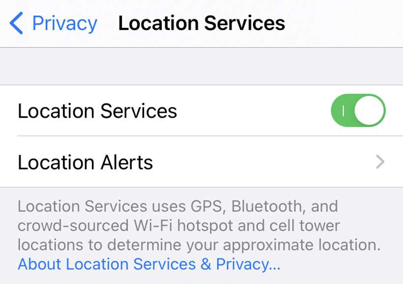 Apple iPhone Location Services