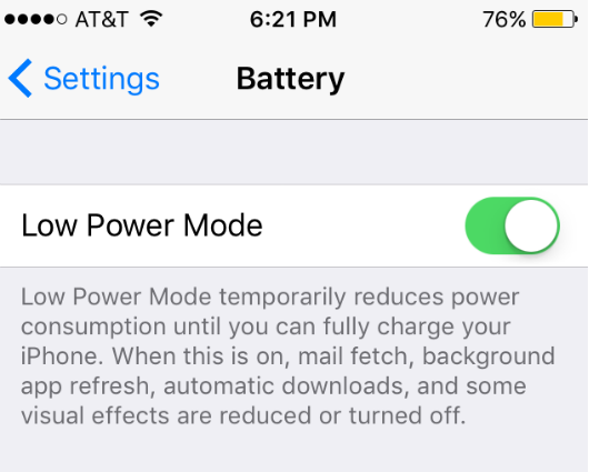 Image result for iphone low power mode