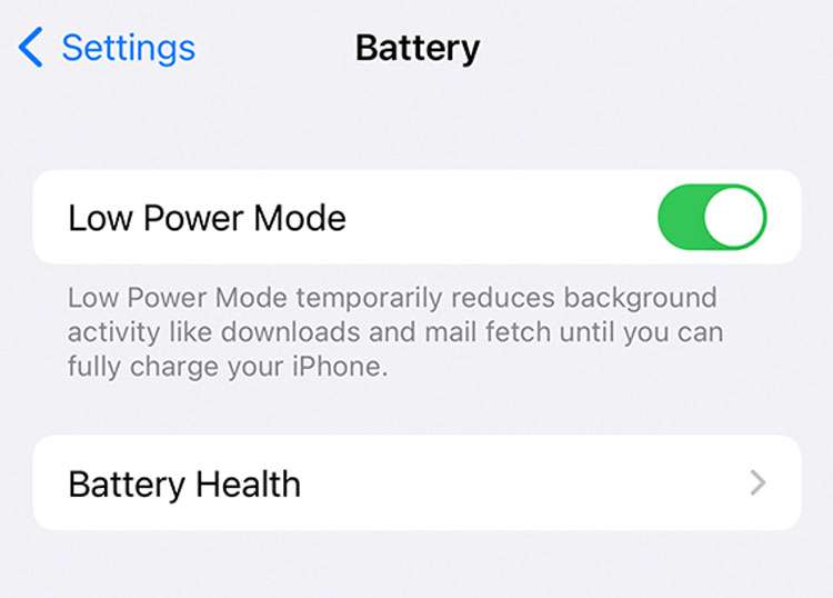 iPhone Battery settings