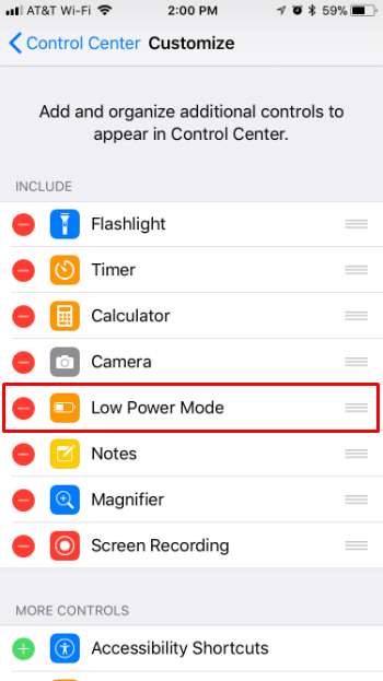 How to turn on Low Power Mode in Control Center on iPhone and iPad in iOS 11.