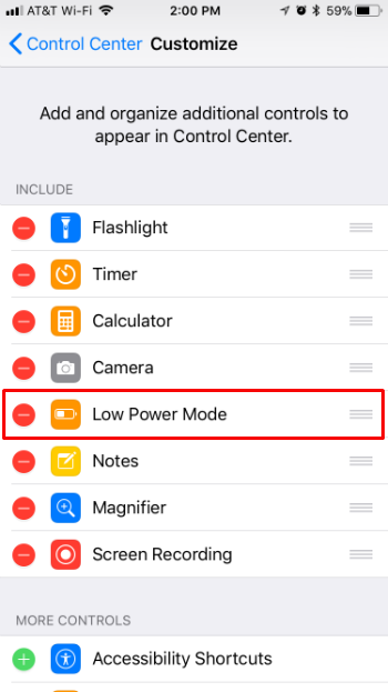 How to turn on Low Power Mode in Control Center on iPhone and iPad in iOS 11. How to turn on Low Power Mode in Control Center on iPhone and iPad in iOS 11.