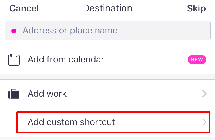 Lyft Custom Shortcut