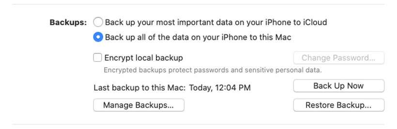 macOS iPhone backup Finder