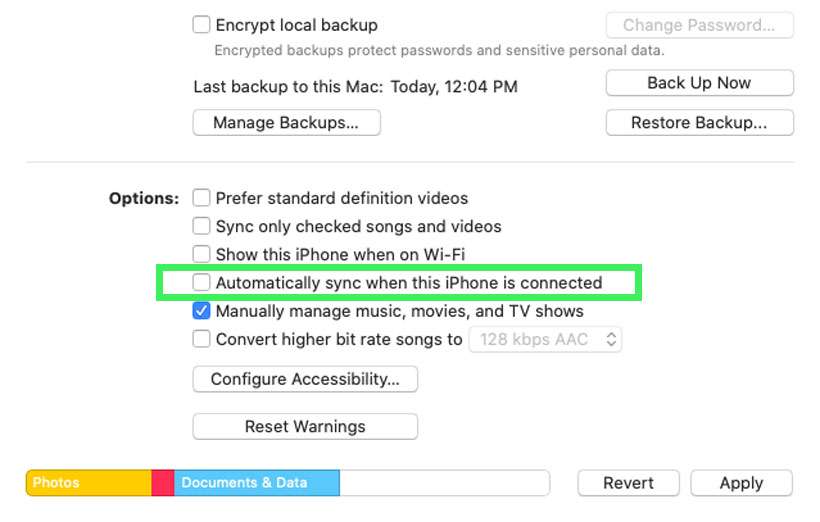 iPhone backup macOS auto