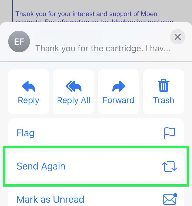 Send Again iOS Mail 2
