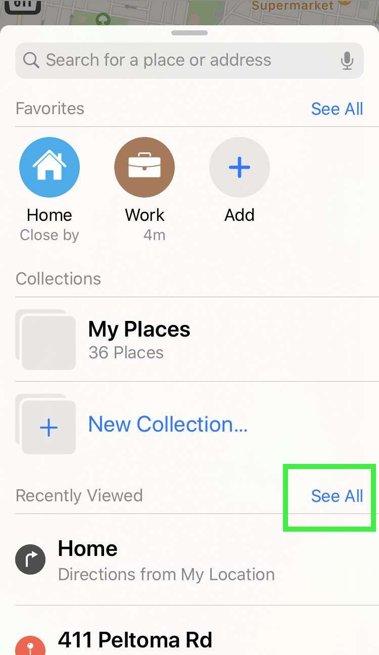 Apple Maps clear location history