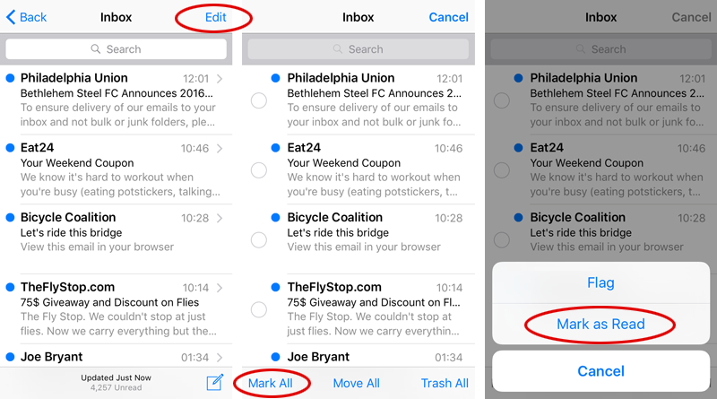 iOS Mail Mark All Read