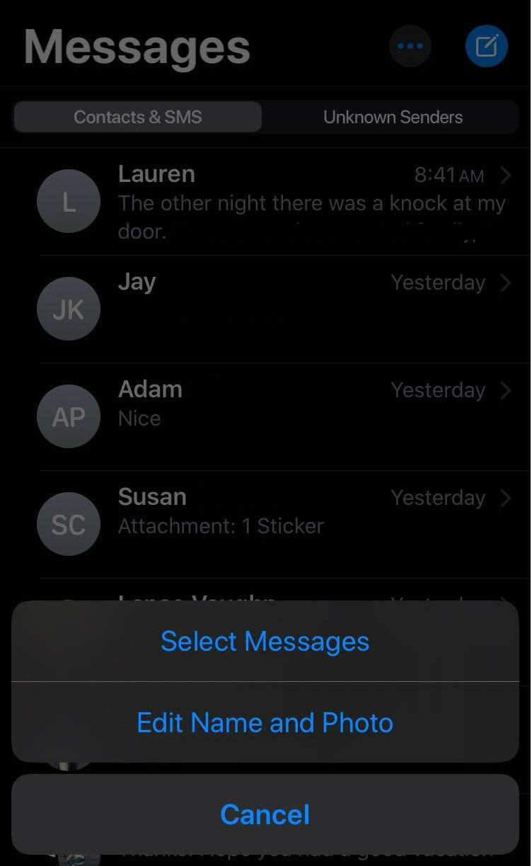 Name and Photo iOS 13