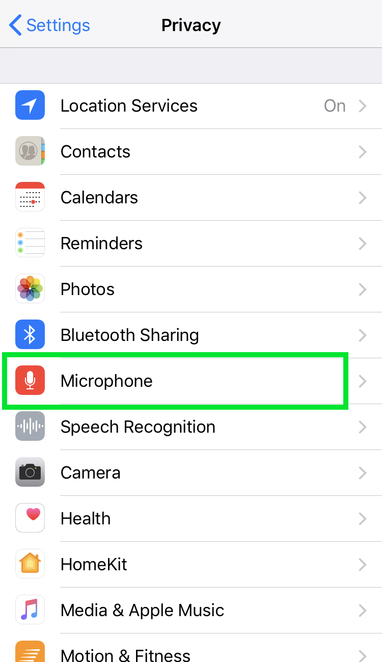 iPhone microphone control